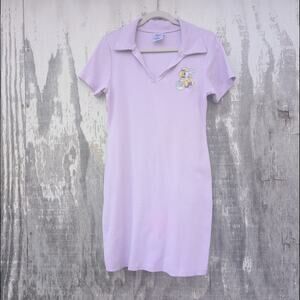Vintage Looney Tunes Lola Bunny Lavender Embroidered Polo Dress Junior's Large